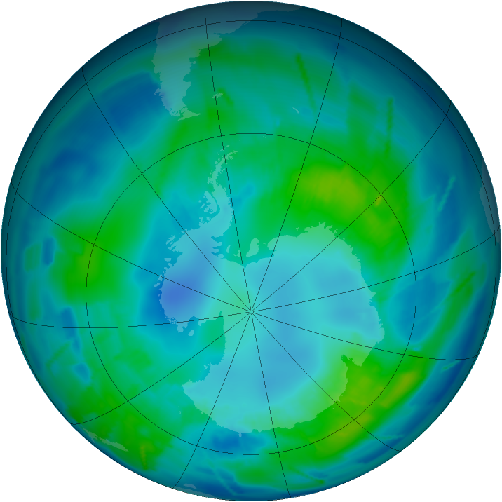 Antarctic ozone map for 17 April 2011
